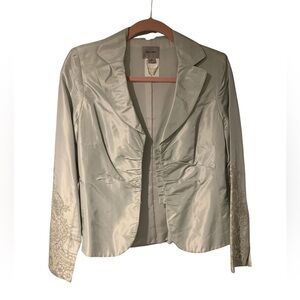 Sunny Choi Mint Blazer w/ Invisible Front Clip Closure Lace Accents on Sleeves